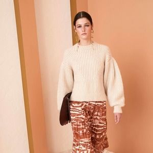 NWT Ulla Johnson Ruth Pullover Limestone Chunky knit Sweater Baby Alpaca Cream